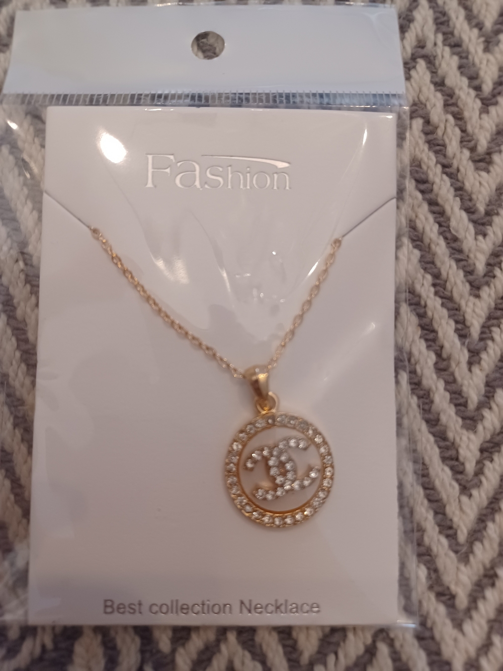 Gold-Tone Crystal Circle Pendant Necklace